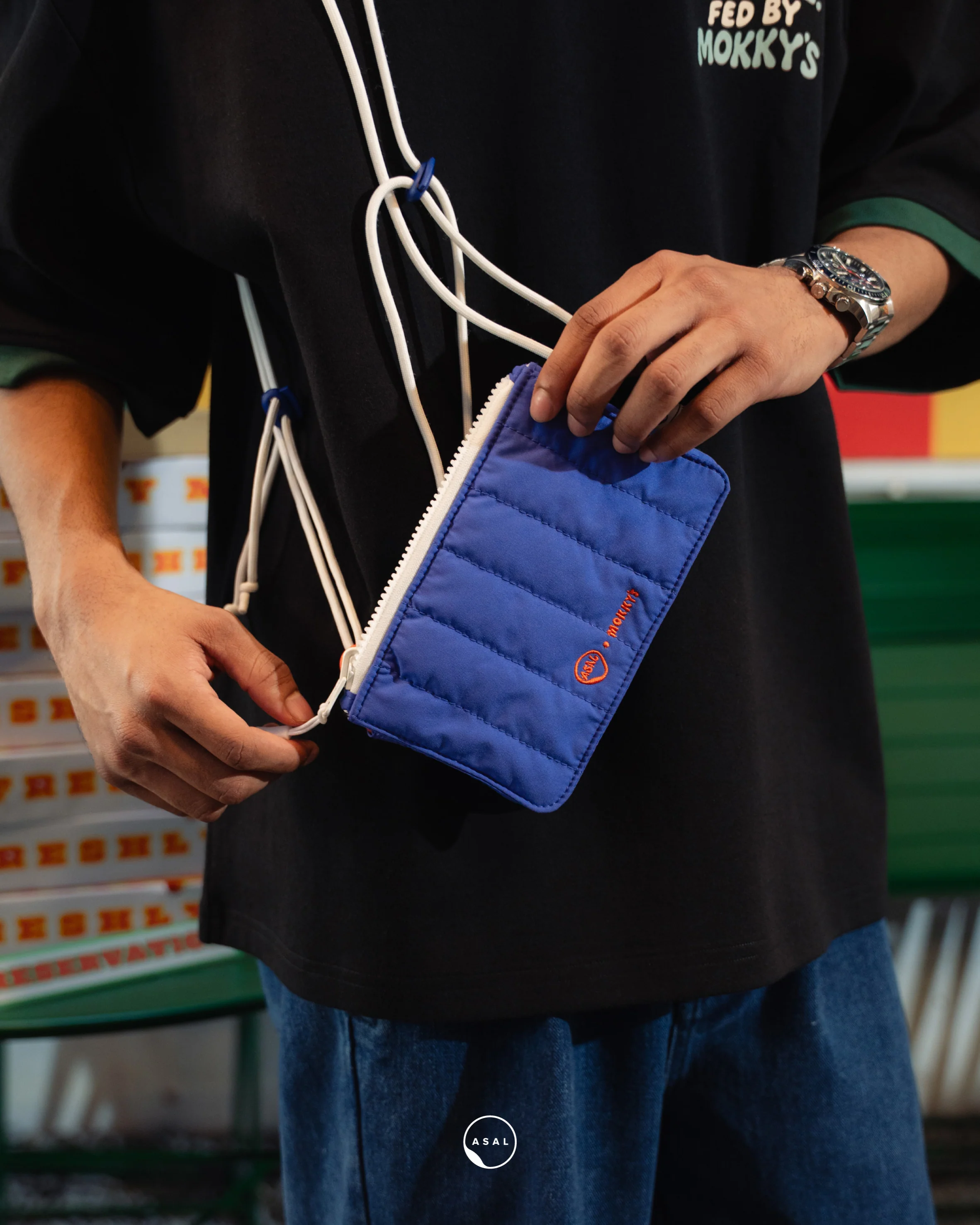 ASAL X MOKKY'S CHEEZY MINI STRAP BAG IN BLUING