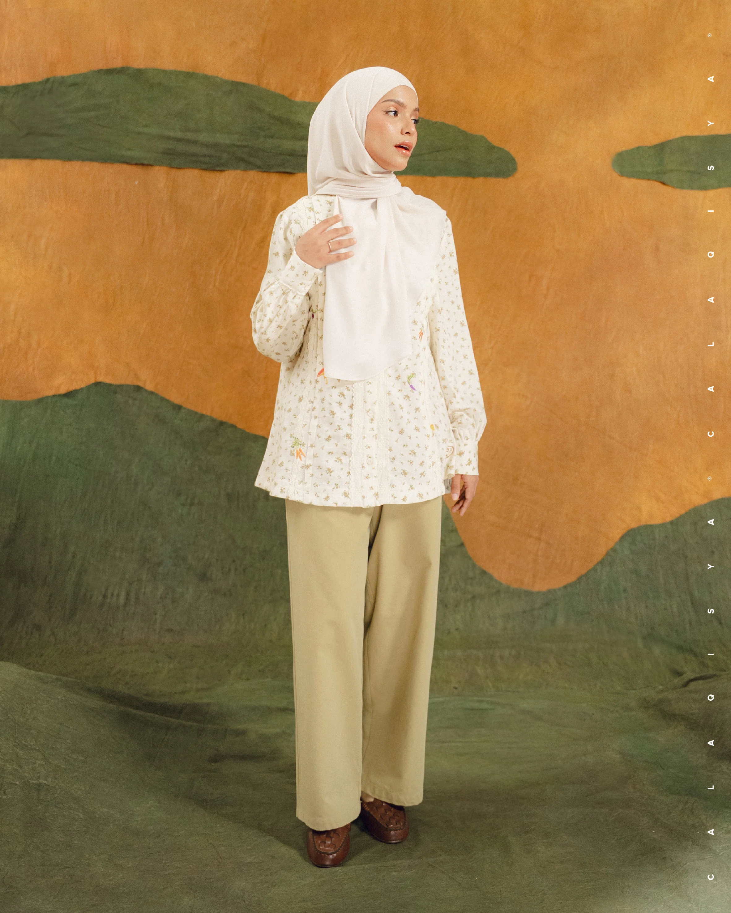 BARREL PANTS IN KHAKI - Image 2