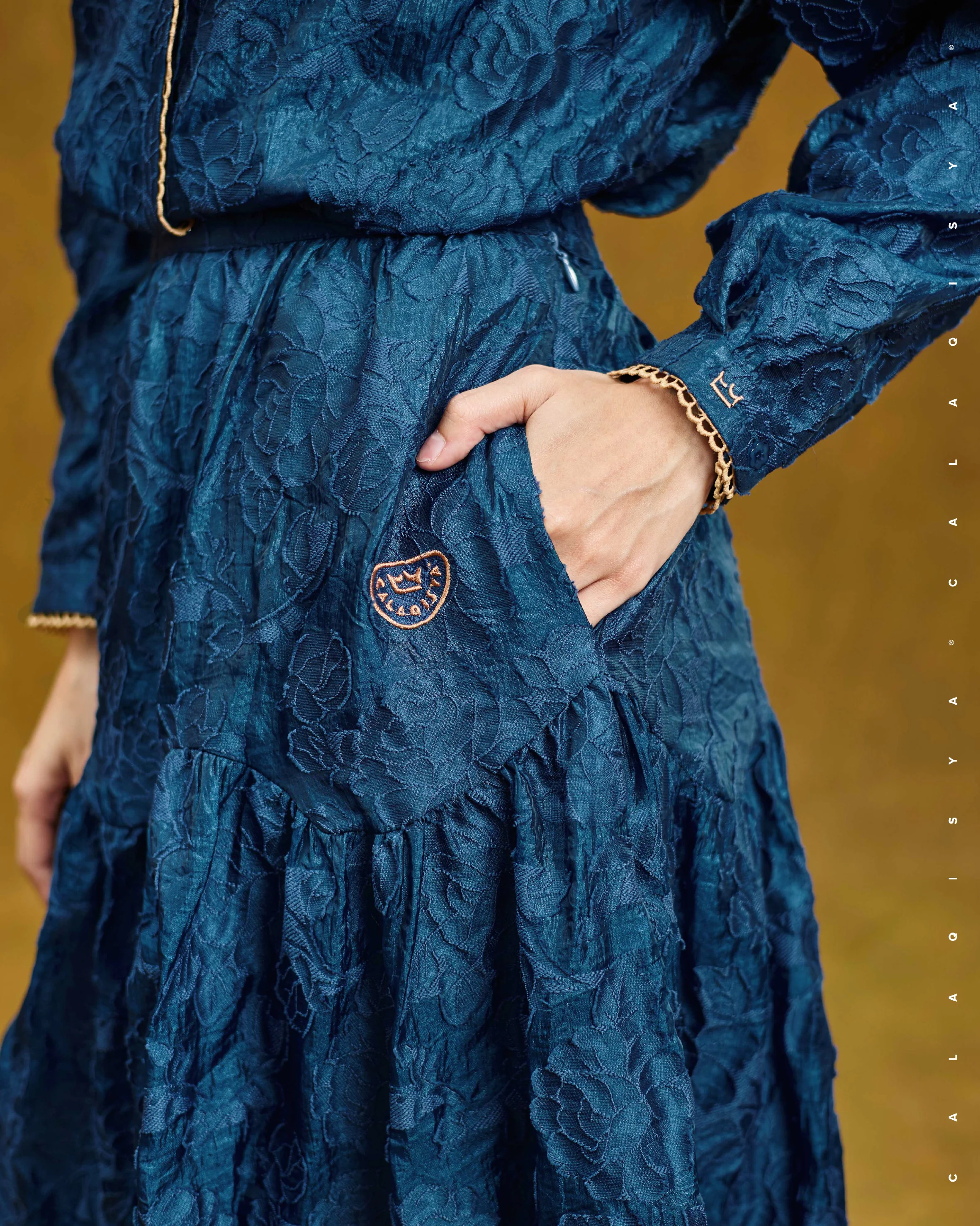 BURROW SKIRT IN NAVY PEONY (FULLY LINED) - Image 3