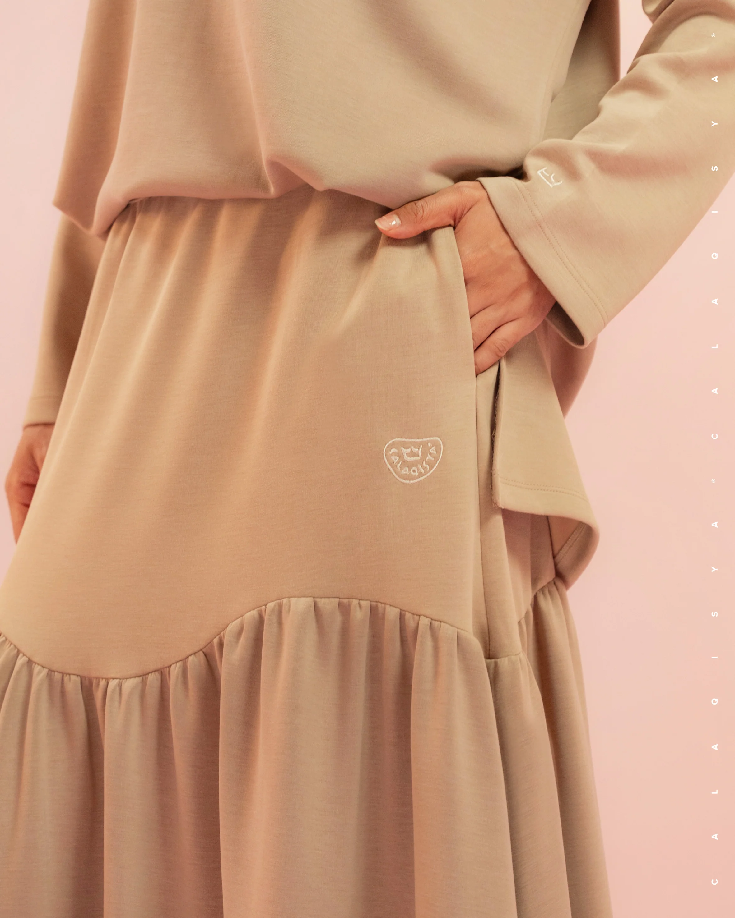 CAILY RUSH SKIRT IN PORCINI - Image 3