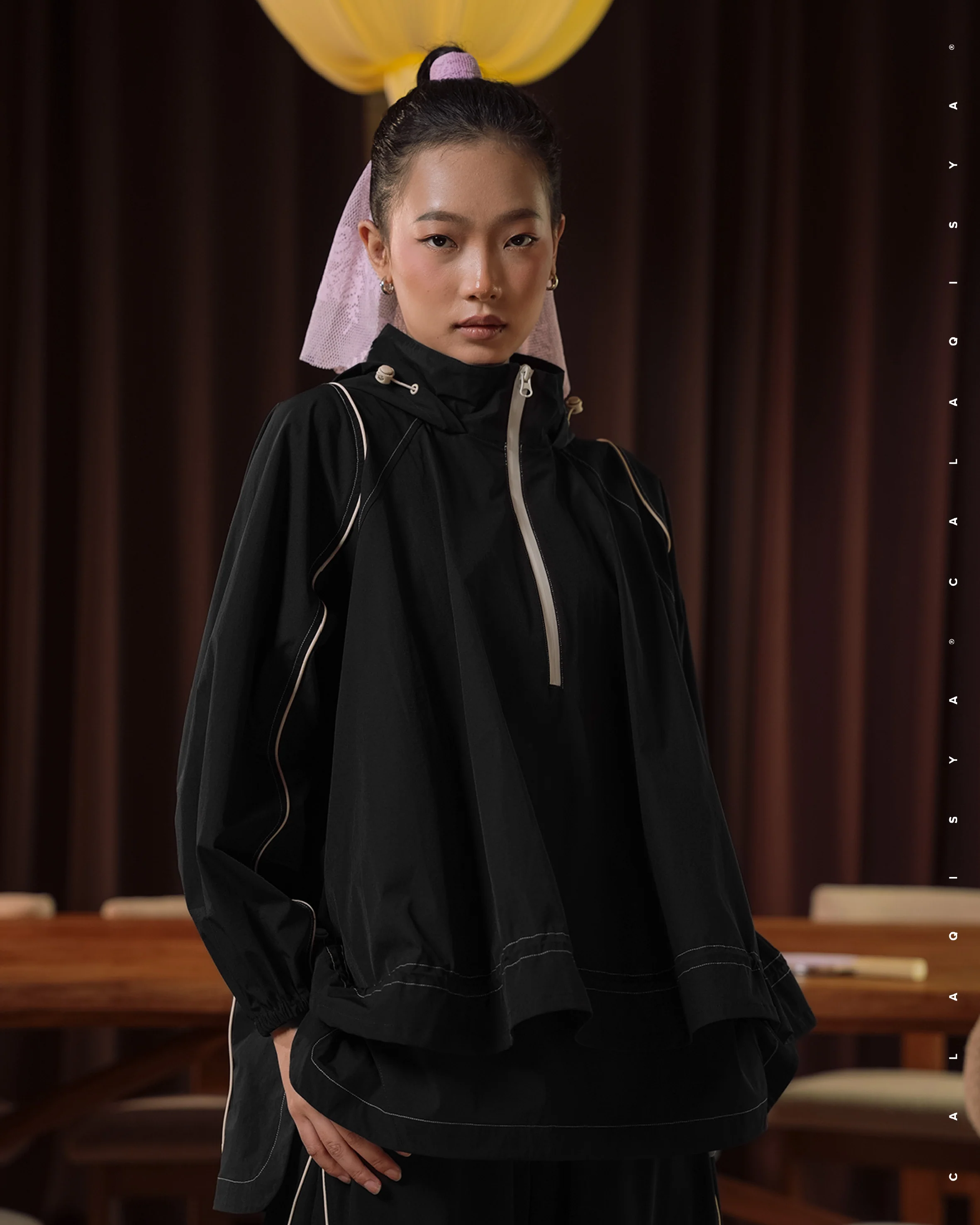 CQ GO RUFFLE PARKA IN BLACK