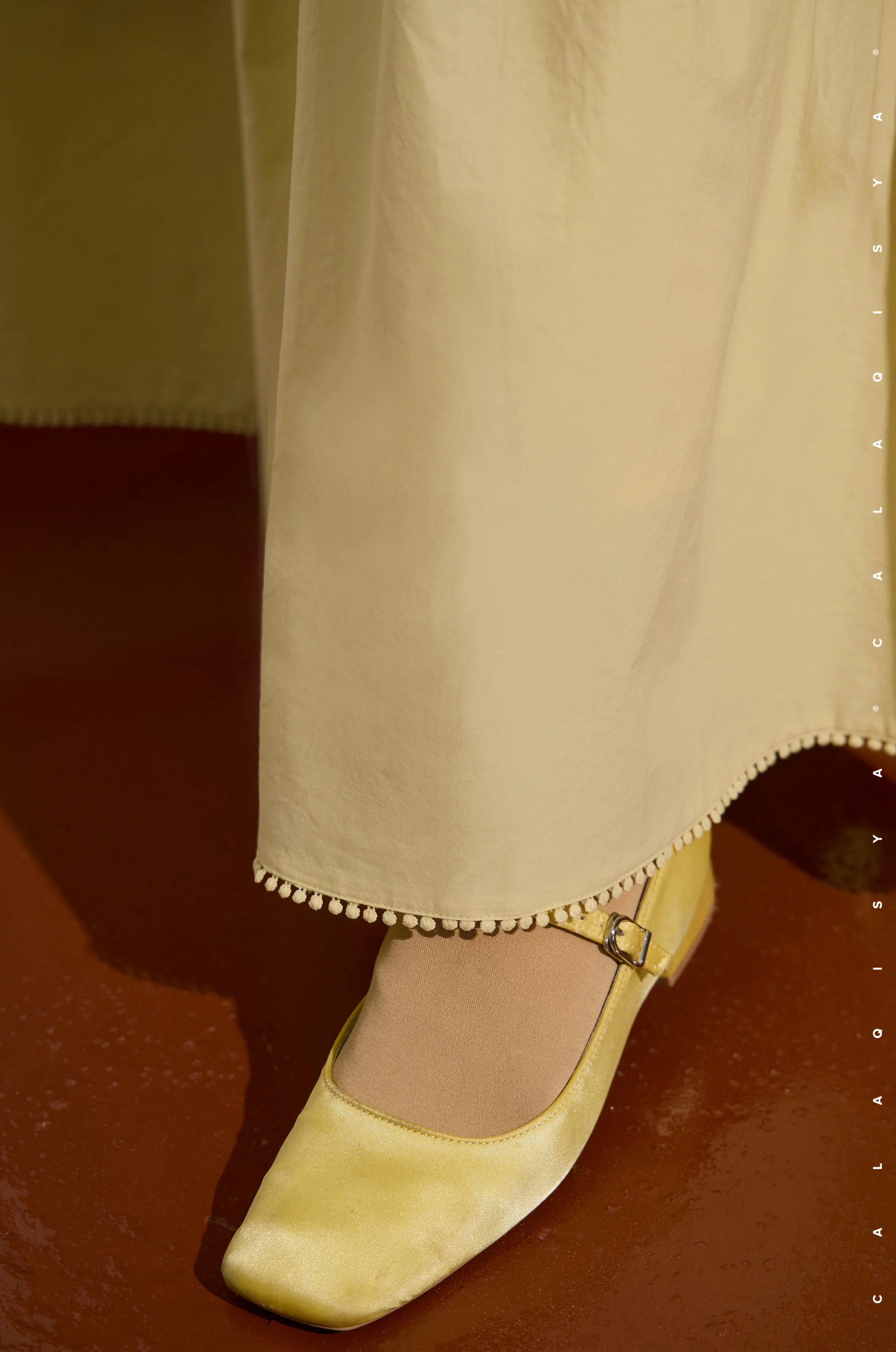 DDAY TIERED SKIRT IN PALE BANANA (FULLY LINED) - Image 3