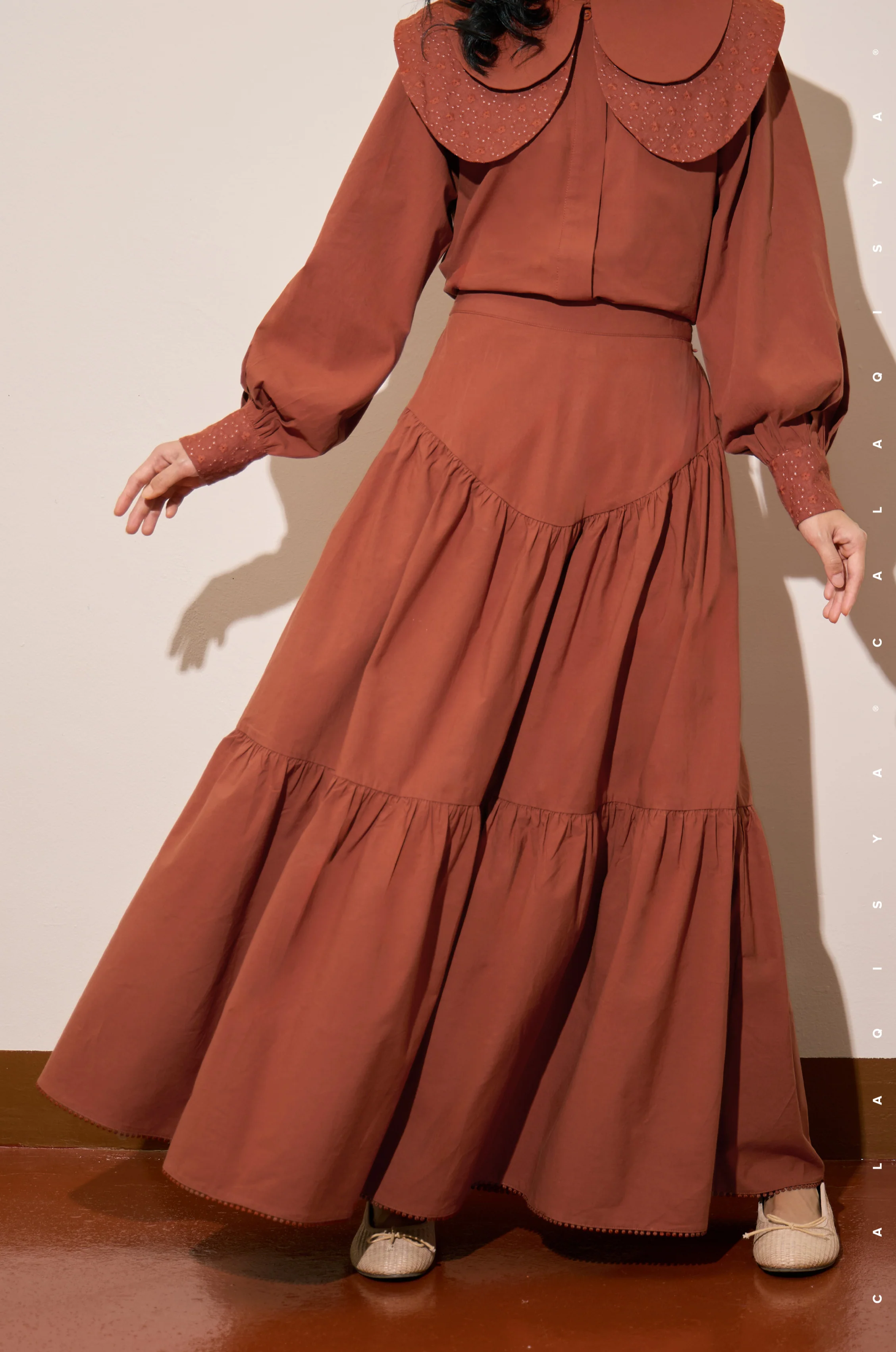 DDAY TIERED SKIRT IN POTTER'S CLAY - Image 3