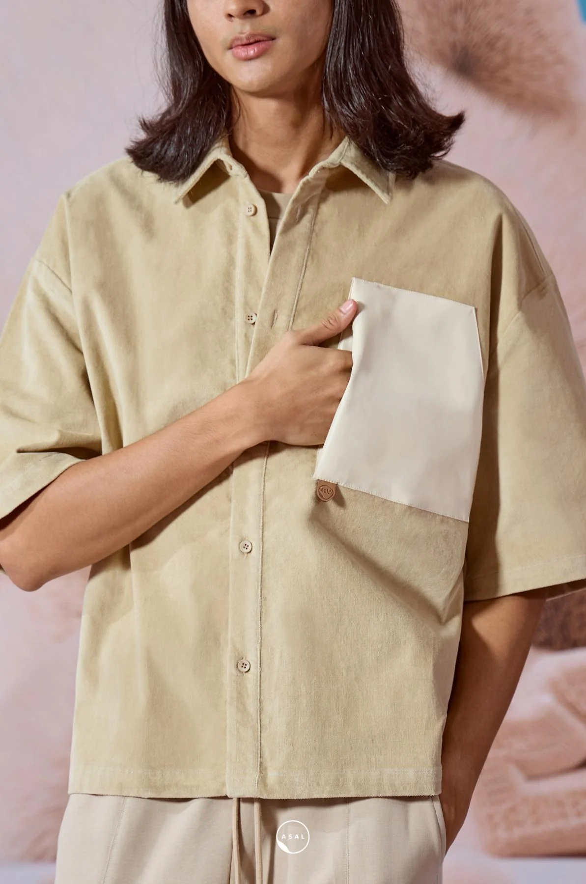 EGE CROP OVERSHIRT IN FRENCH OAK - Image 3