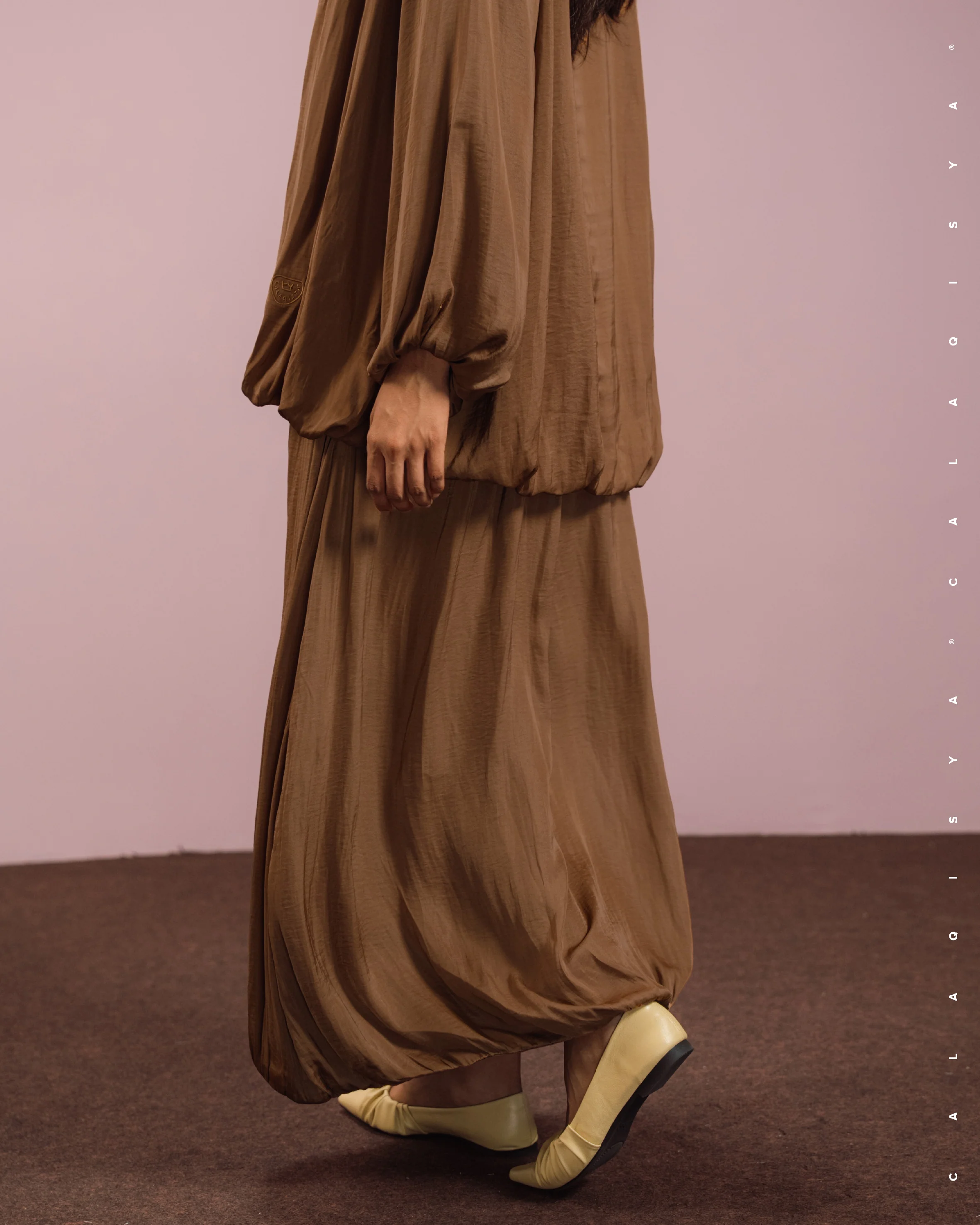 LAUREL DRAPED SKIRT IN BROWN SUGAR - Image 3