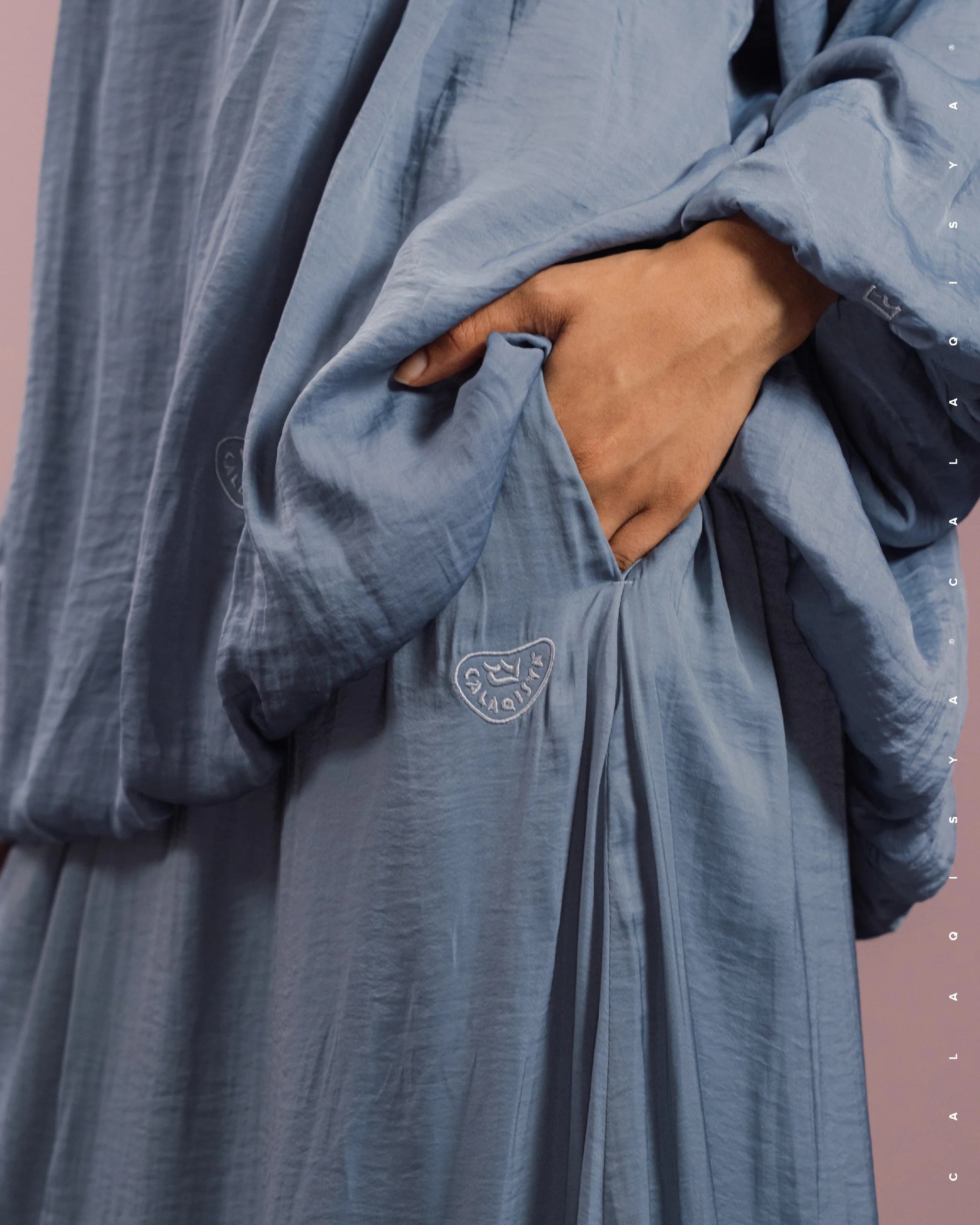 LAUREL DRAPED SKIRT IN FADED DENIM - Image 2