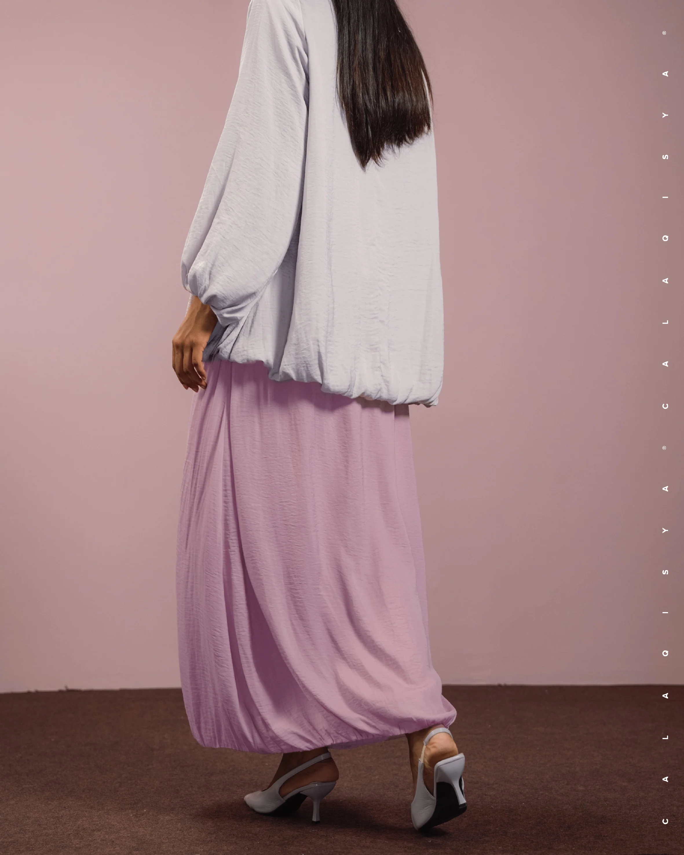 LAUREL DRAPED SKIRT IN PASTEL LAVENDER - Image 3