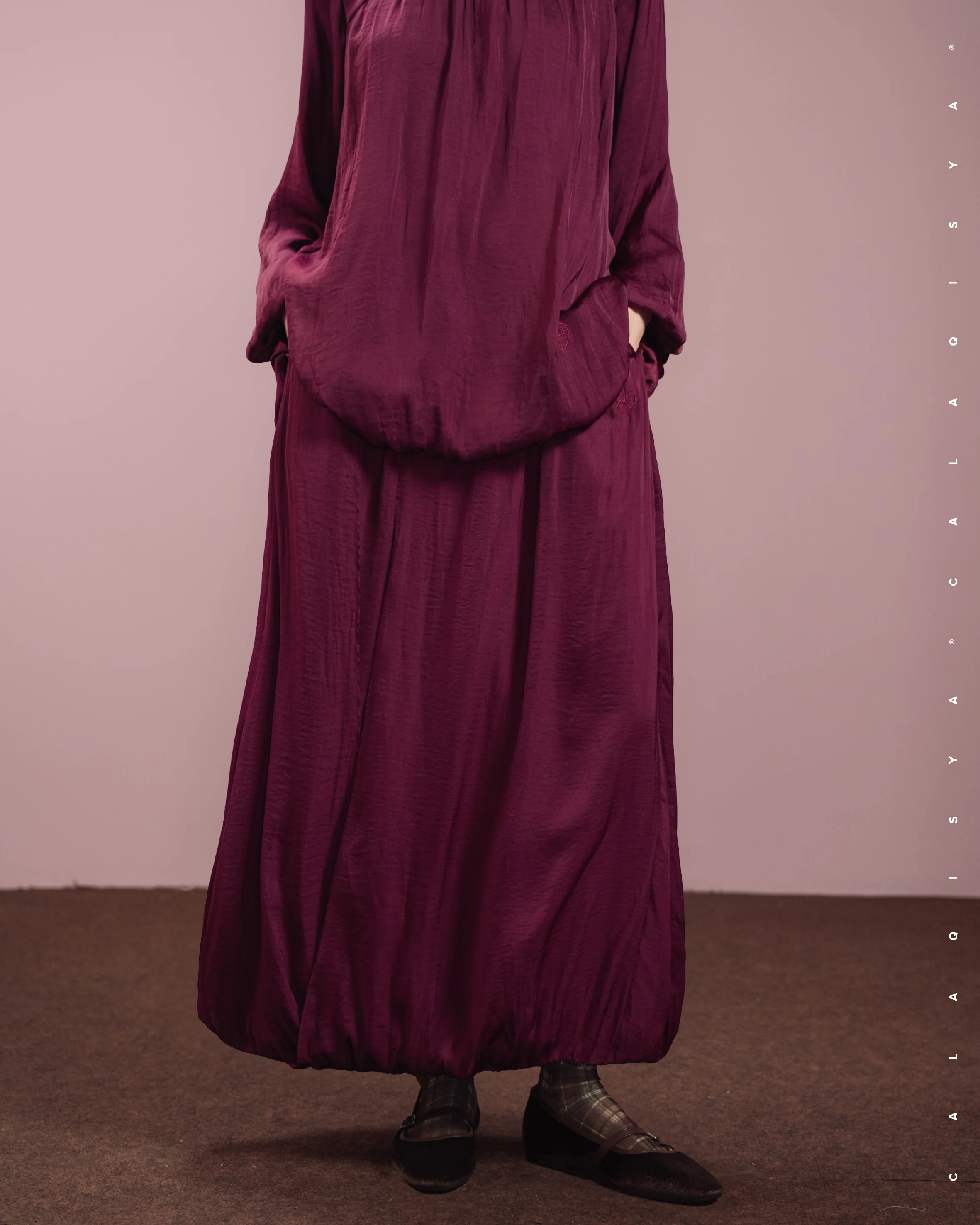 LAUREL DRAPED SKIRT IN PORT ROYALE - Image 3