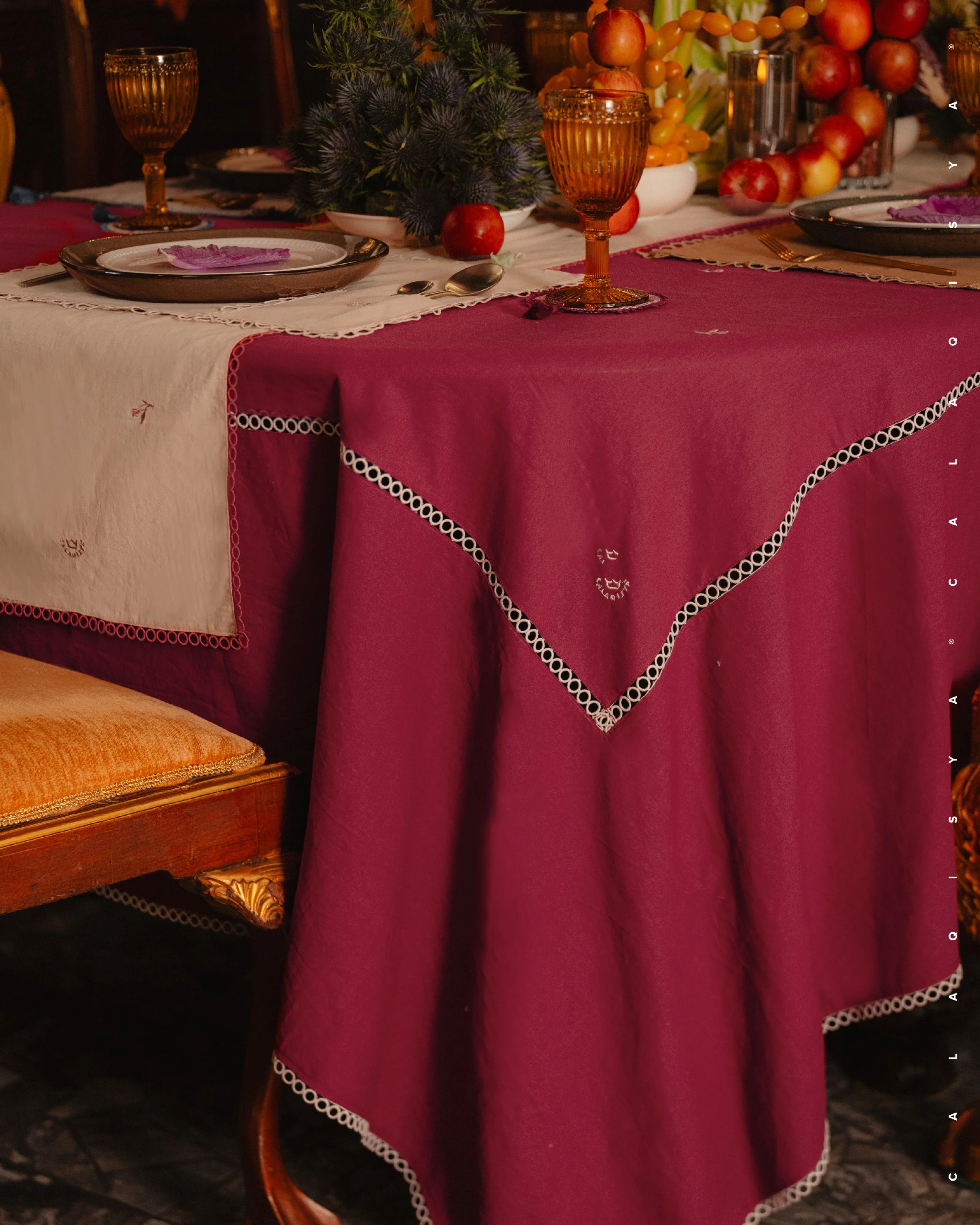 POPPY TABLECLOTH (6 SEATER) IN RUMBA RED - Image 2