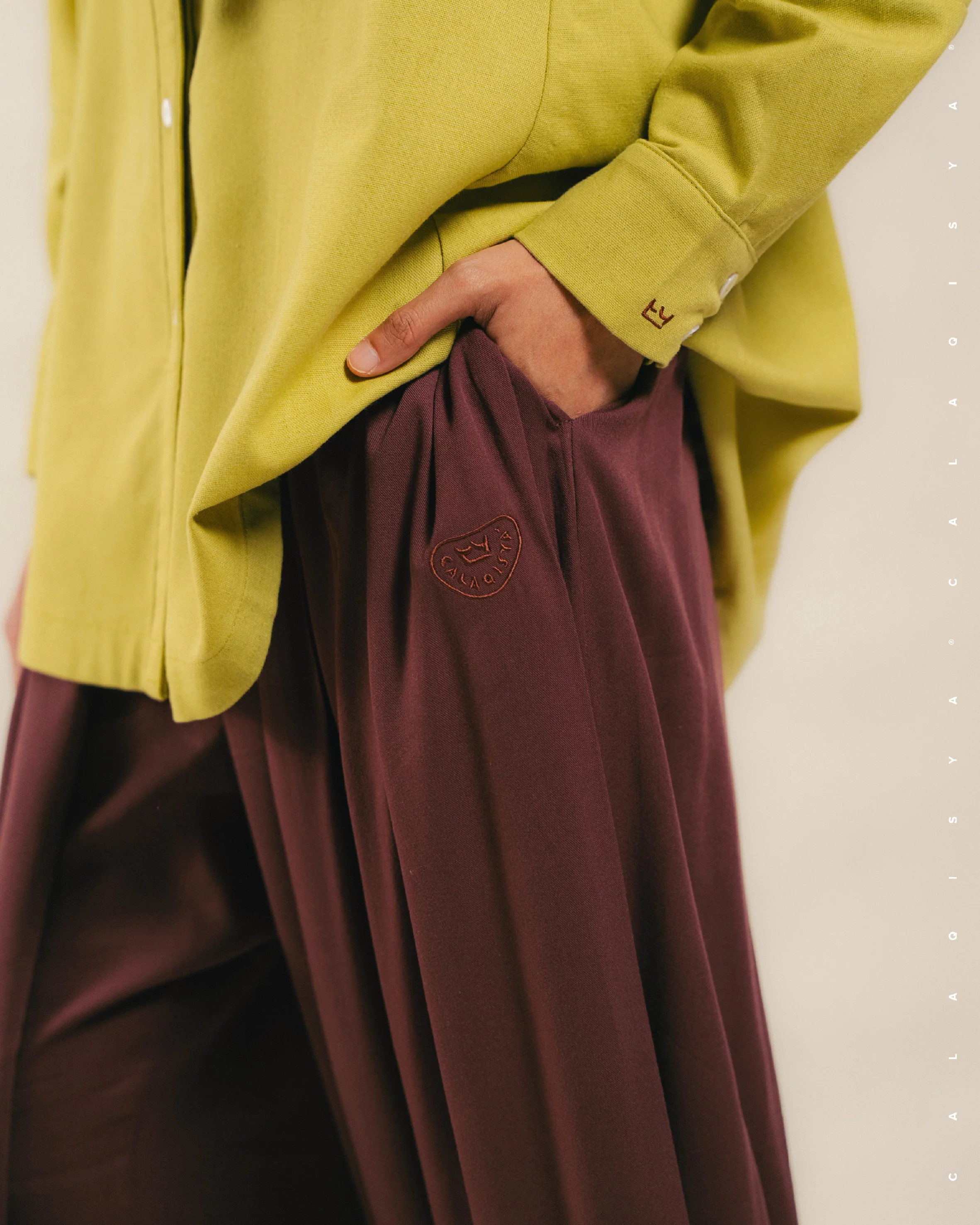 WAV PANTS (100% VISCOSE) IN BROWN STONE - Image 3