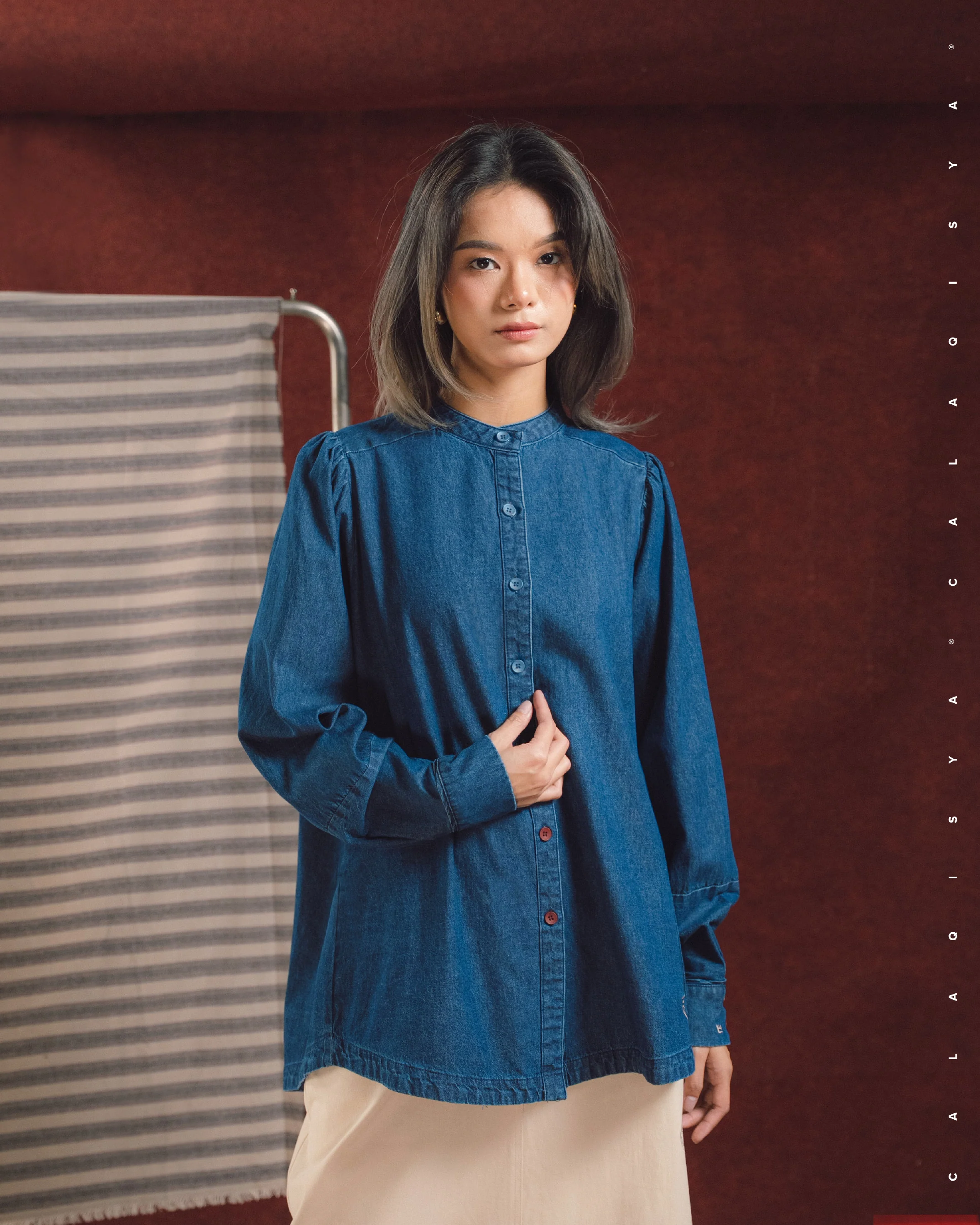 RANCH TILLY TOP IN BLUE DENIM
