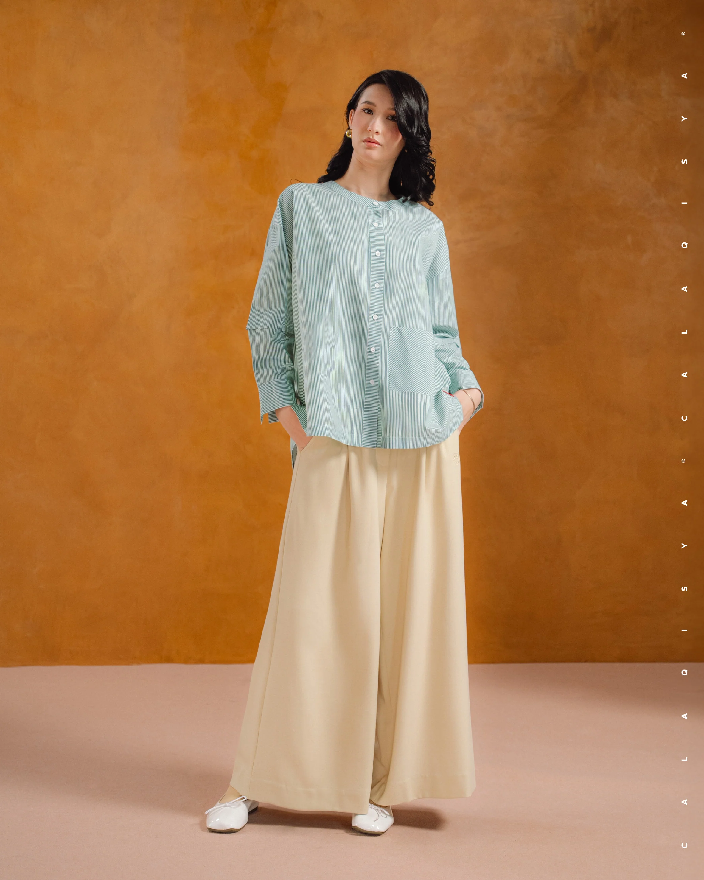 SENA FLARE PANTS IN SUNLIGHT (FULLY LINED)
