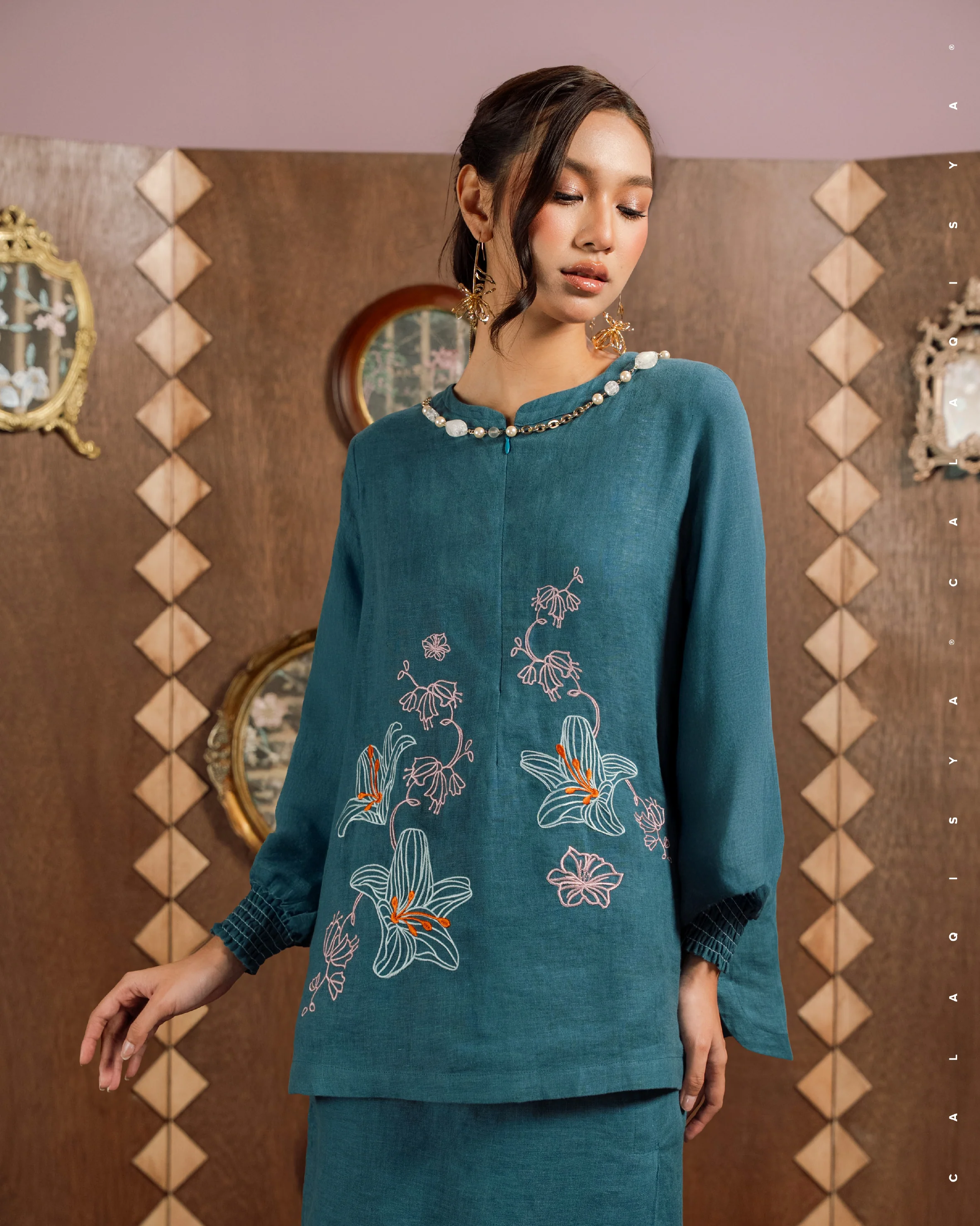 SORAYA (100% LINEN) IN MAJOLICA BLUE - Image 3