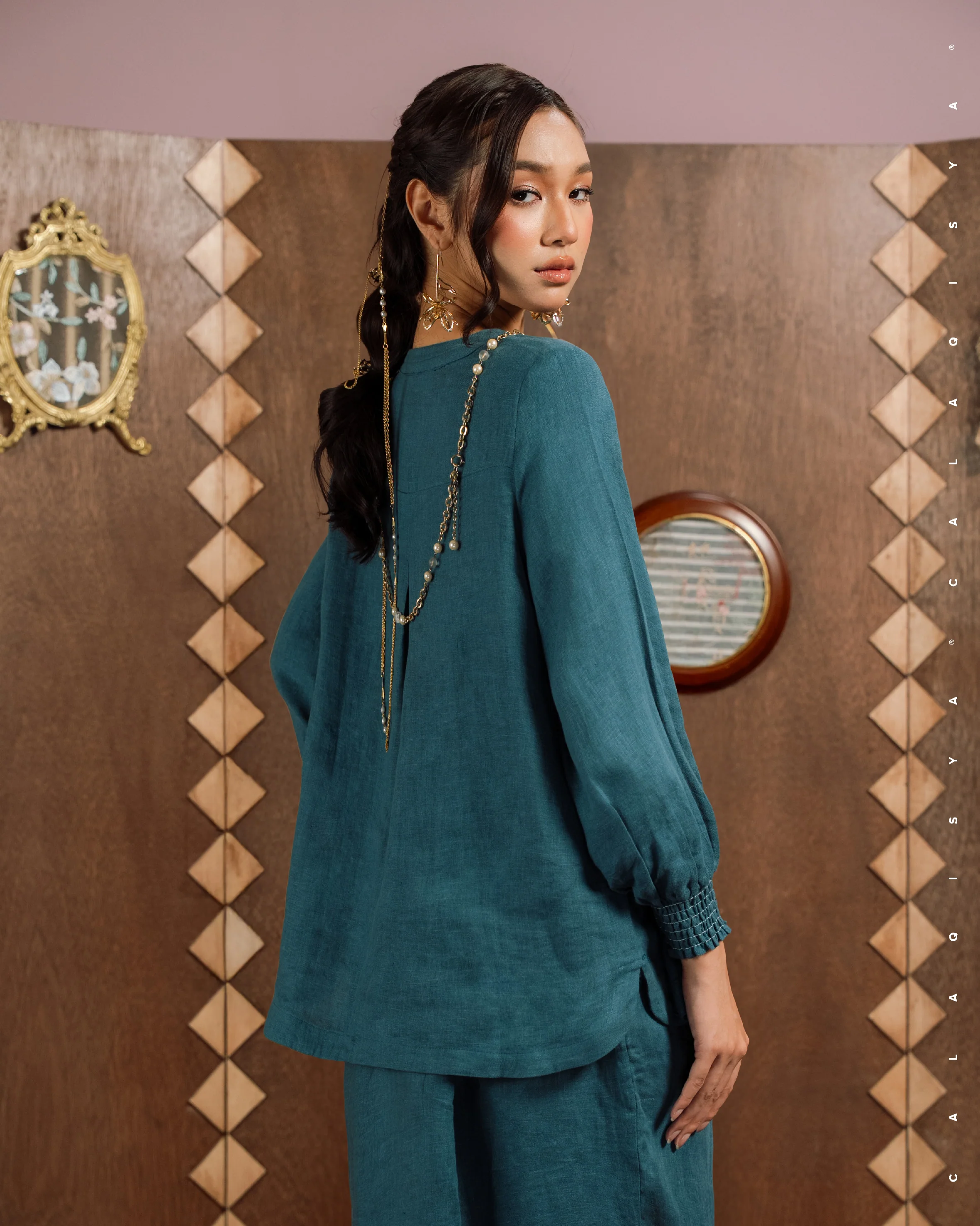 SORAYA (100% LINEN) IN MAJOLICA BLUE - Image 4