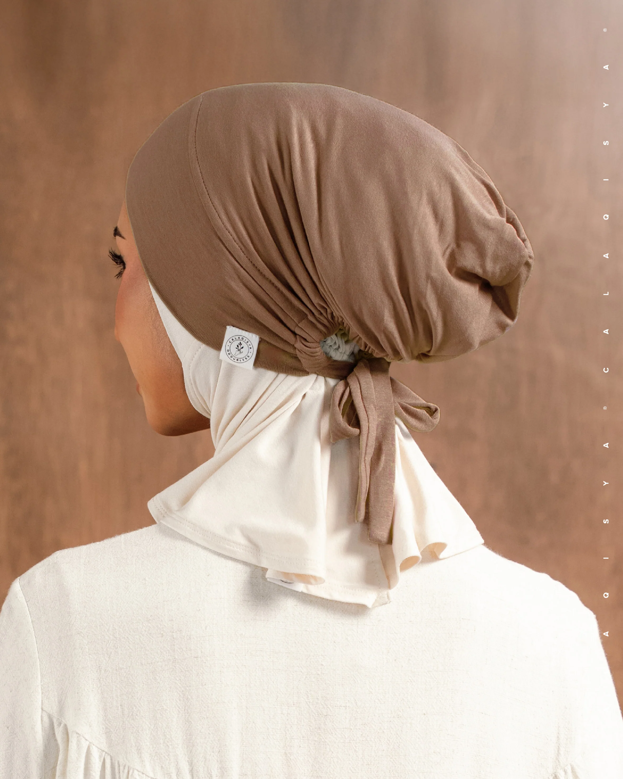 TIE BACK BONNET CAP IN PRALINE (ODOURLESS)