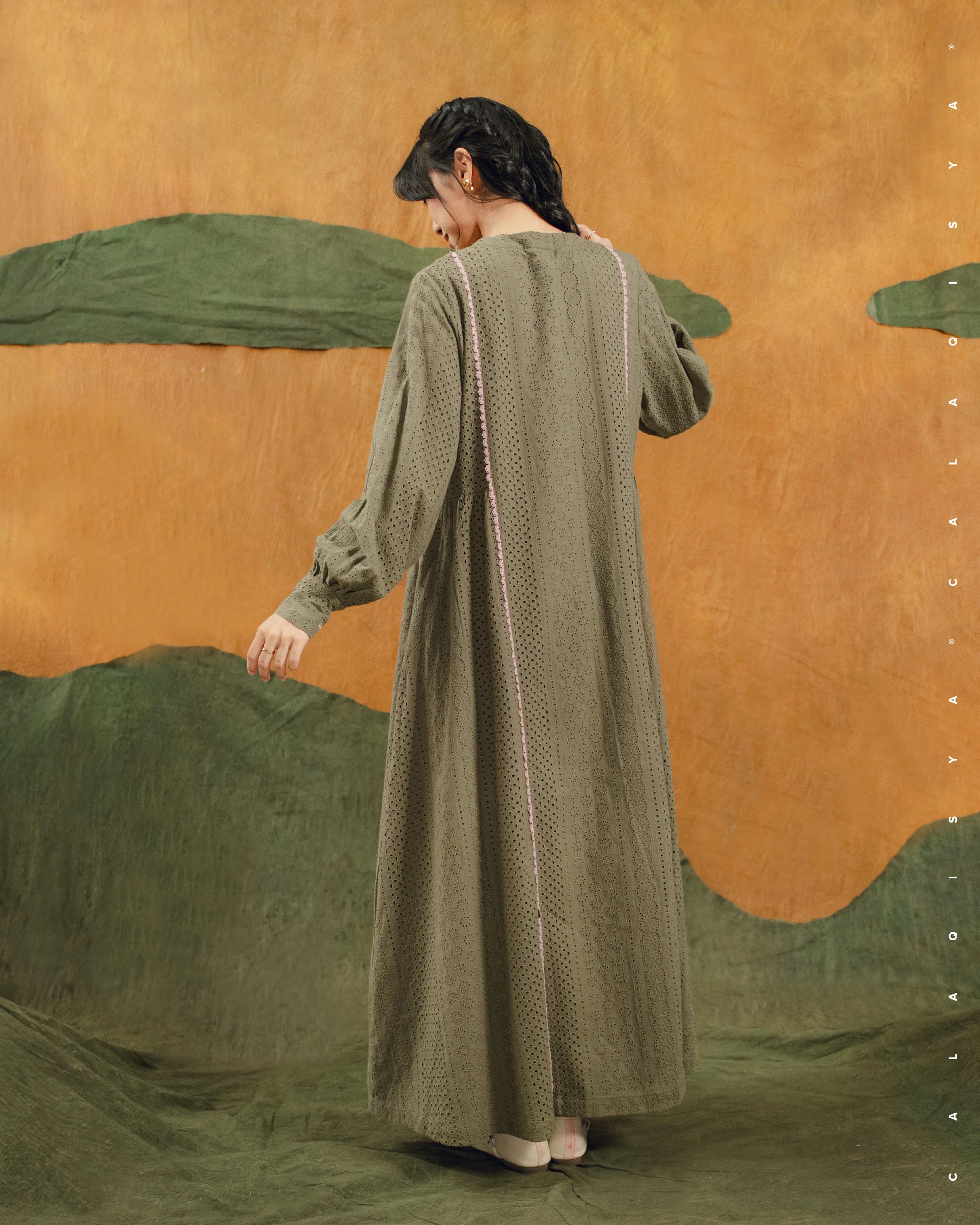 FM UNEARTHLY DIARIES PASTURE DRESS IN BURNT OLIVE - Image 4